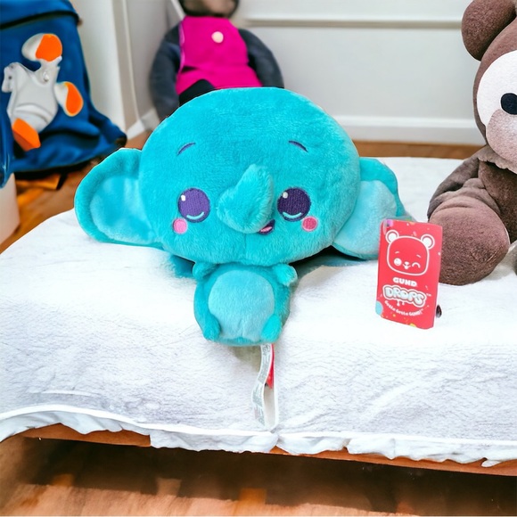 GUND Drop Elephant plush Stuffed Animal Blue-Green Series 1 Tony Trunks Soft New - Picture 13 of 15